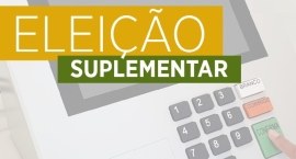 arte com o texto "eleição suplementar", em verde e amarelo. Ao fundo, uma urna eletrônica