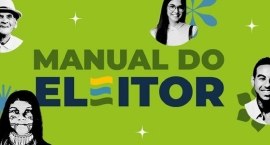 banner com fundo verde e o título em destaque "MANUAL DO ELEITOR", em letras grandes. A palavra ...