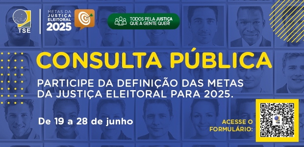 imagem de background - Ajude a definir as metas da Justiça Eleitoral para 2025.  Responda a noss...