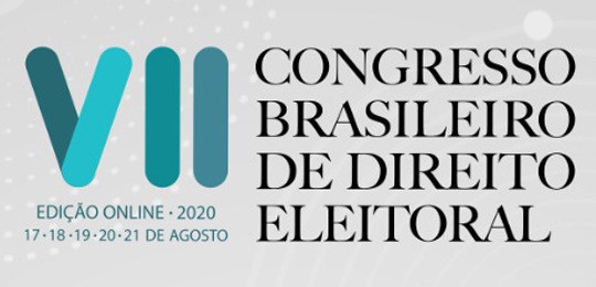 Congresso Brasileiro de Direito Eleitoral Banner em fundo branco onde se lê, em fonte preta, Congresso Brasileiro de Direito Eleitoral