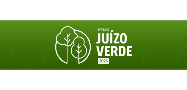 Iniciativa do TRE-RJ vence Prêmio Juízo Verde A imagem apresenta o banner oficial do Prêmio Juízo Verde 2025, com fundo verde e elementos gráf...