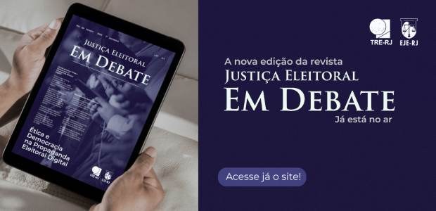 Imagem dividida em duas partes: à esquerda, uma pessoa segura um tablet que exibe a capa da revi...