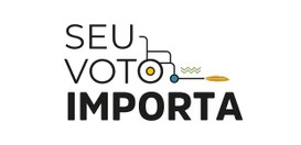 Imagem com fundo branco. Ao centro, aparece o texto “SEU VOTO IMPORTA” em letras pretas. Ao lado...