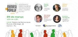 A imagem é um banner que divulga o "Seminário Memória Popular 2025", com o tema "Histórias e Per...