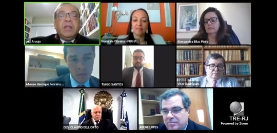 TRE-RJ Desembargador federal Luiz Paulo Araújo Filho toma posse como membro titular Tela da videoconferência em que foi realizada a sessão solene de posse do desembargador federal ...