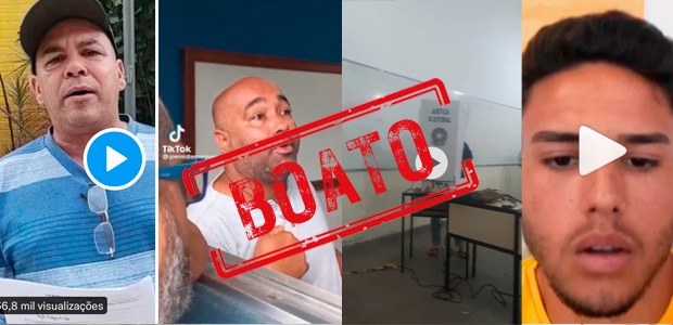 arte com montagem sobre os relatos dos eleitores, no centro há um carimbo em vermelho com a pala...