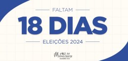Descrição da imagem: Em cores bege e azul (na borda da imagem), está escrito: "Faltam 18 dias - ...