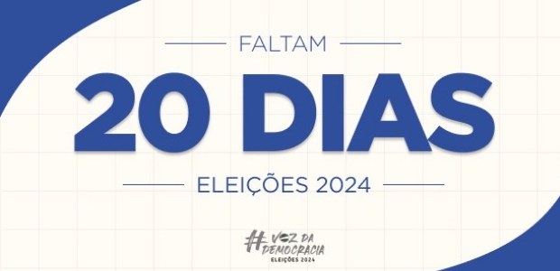 TRE-RJ Faltam 20 dias: conheça os aplicativos que facilitam o acesso a serviços eleitorais Descrição da imagem: Em um fundo bege e azul (nas bordas da imagem), está escrito "Faltam 20 dia...