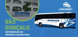 A foto mostra o panfleto da ação, com as informações do escritas em branco e verde. Na imagem ta...