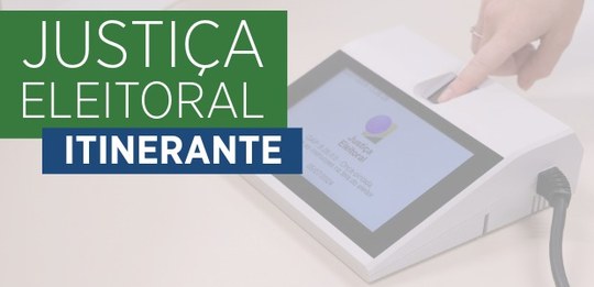 Banner da logo institucional da Justiça Eleitoral Itienrante. No lado esquerdo, sobre um fundo v...