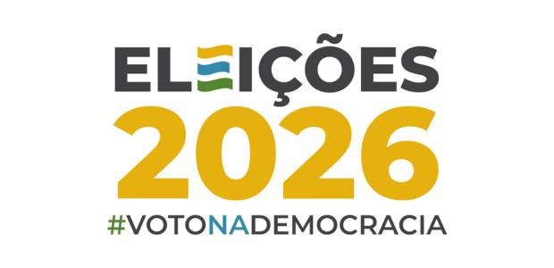 Imagem com fundo branco que traz o texto "ELEIÇÕES 2026" em destaque. A palavra "Eleições" apare...