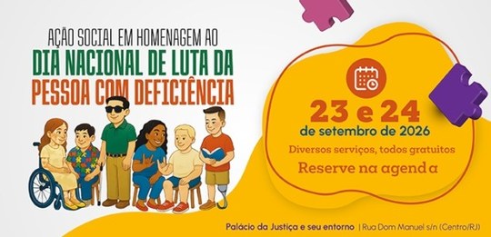 A imagem é um cartaz colorido que divulga uma ação social em homenagem ao Dia Nacional de Luta d...