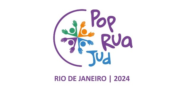 TRE-RJ participará de ação de atendimento à população em situação de rua Descrição da imagem: Arte do mutirão PopRuaJud. Nas cores azul, laranja, verde e roxo, está escr...