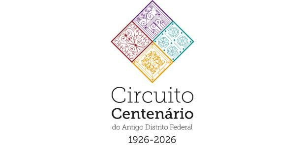 Logotipo do Circuito Centenário do Antigo Distrito Federal 1926–2026, com um losango formado por...