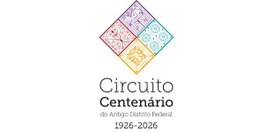 Logotipo do Circuito Centenário do Antigo Distrito Federal 1926–2026, com um losango formado por...
