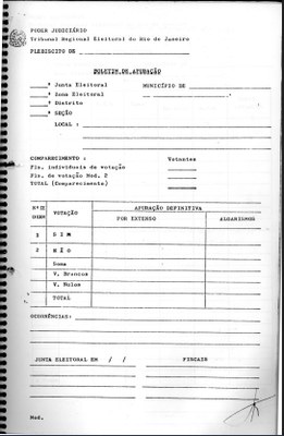 RESOLUÇÃO TRE-RJ Nº 124, DE 11 DE MAIO DE 1987 - BOLETIM DE APURAÇÃO