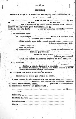 RESOLUÇÃO TRE-RJ Nº 147, DE 30 DE JUNHO DE 1988 - FÓRMULA PARA ATA FINAL DE APURAÇÃO DO PLEBISCITO (ANEXO VII)